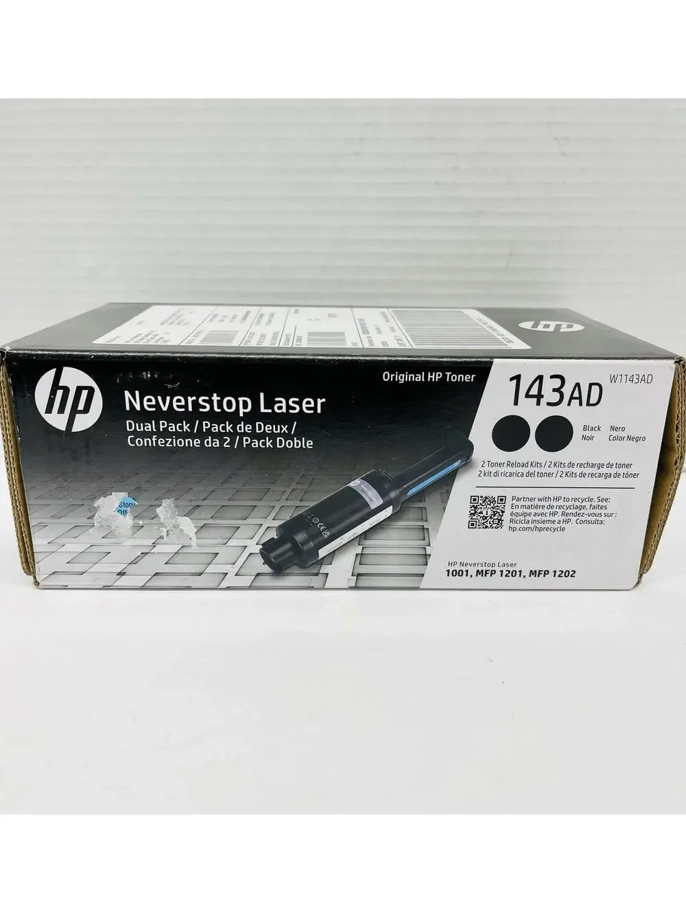 HP 143AD Dual Pack Black Original Neverstop Toner Reload Kit ~ 2,500 Pages